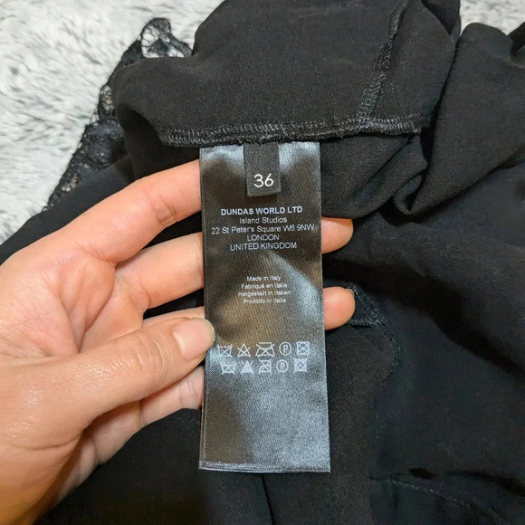 NEW Dundas Jumpsuit Black Halter Cutouts Embellished Open Back Lace Wide Pants - Picture 5 of 12